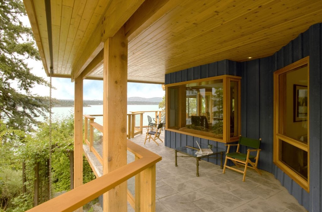 outdoor deck on Crawford House with ocean view